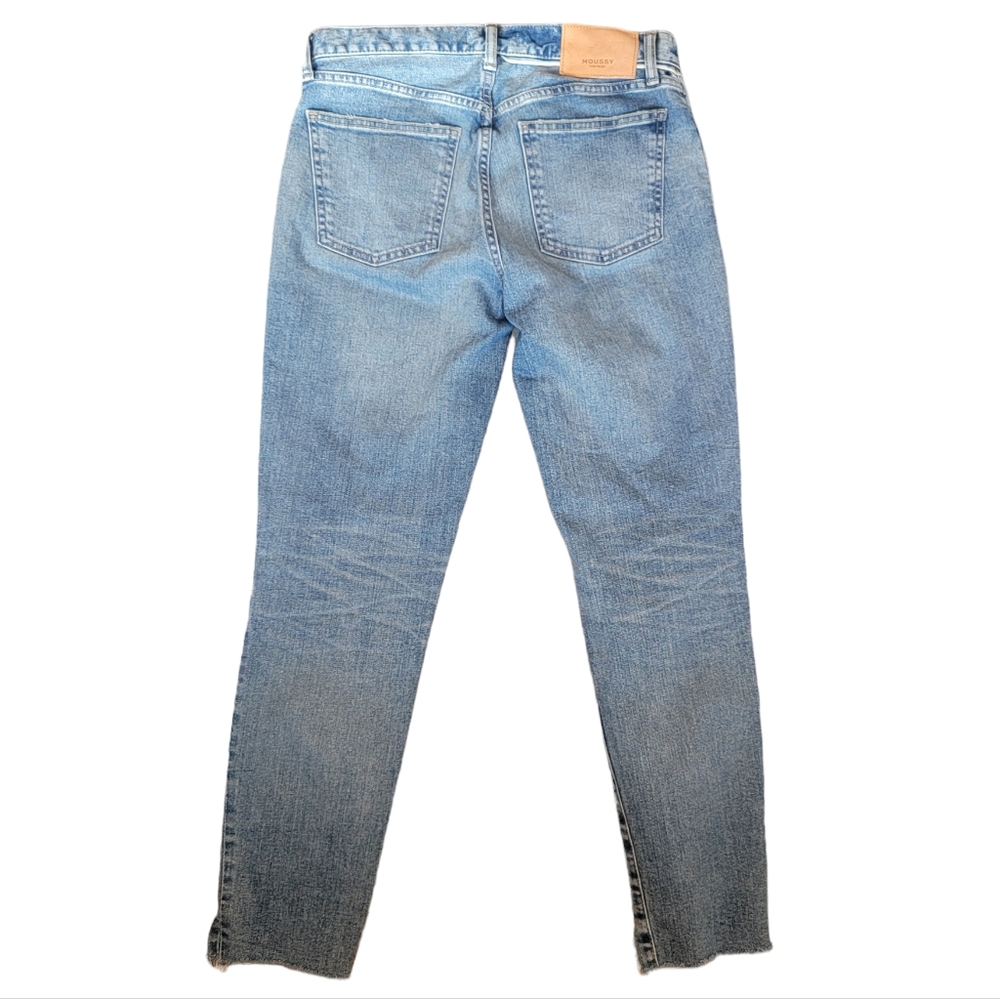 Moussy Vintage Blossom Skinny Jeans Light Blue Mid-Rise Raw Step Hem Wom… - Picture 4 of 16